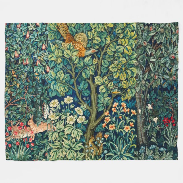 WALDTIERE Hares, Pheasant Bird, grüne Blüte Fleecedecke (Vorderseite (Horizontal))