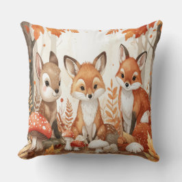 Waldtiere Herbst - Fuchs Reh Kaninchen Eule Pilze Kissen