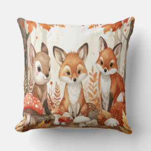 Waldtiere Herbst - Fuchs Reh Kaninchen Eule Pilze Kissen