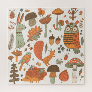 Waldtiere: Herbstliche Farbige Hintergrund.
