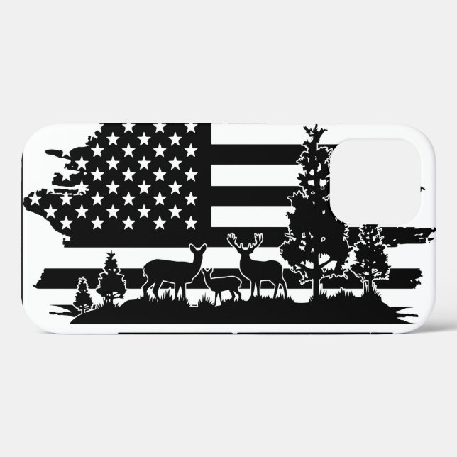 *~* Waldtiere Hirsche Pinien Moderne amerikanische Case-Mate iPhone Hülle (Rückseite (Horizontal))
