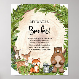 Waldtiere Holzschnitt Mein Wasser Broke Spiel Poster