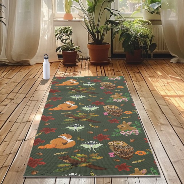 Waldtiere im Herbst grün Yogamatte (Von Creator hochgeladen)