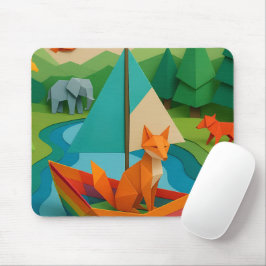 Waldtiere im Origami-Stil – Bunte Papierfaltkunst Mousepad