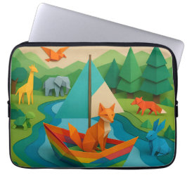 Waldtiere im Origamifaltstil – Bunte Origami-Wildn Laptopschutzhülle