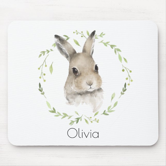 Waldtiere im Wald Bunny Name Wasserfarbe Mousepad (Vorne)