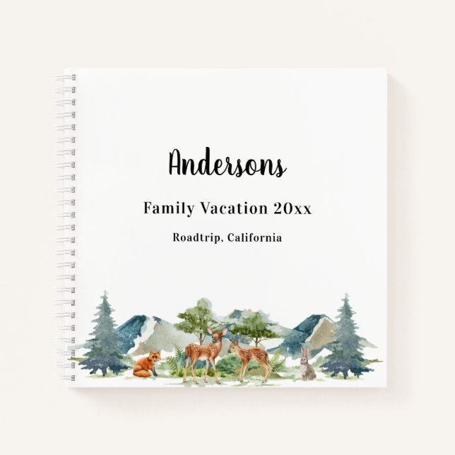 Waldtiere in Familienurlaub Notizbuch (Vorderseite)