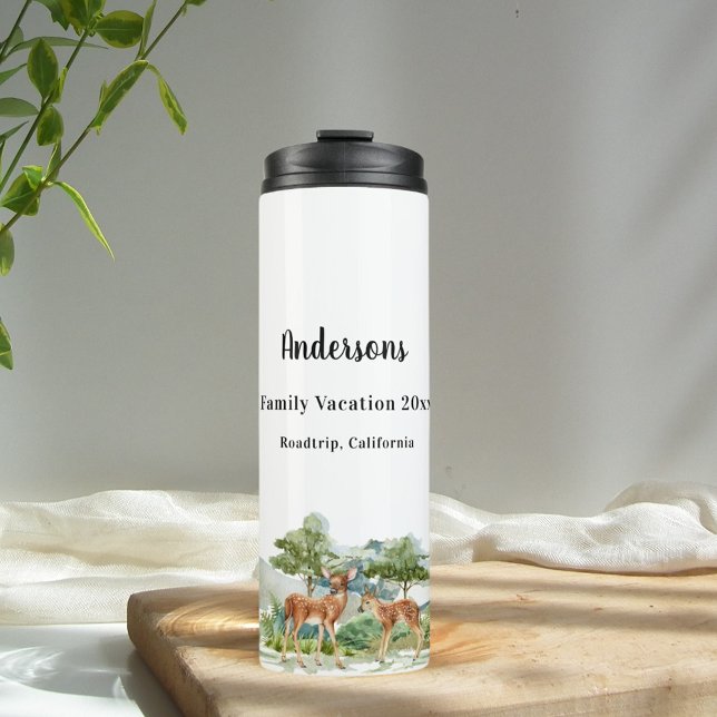 Waldtiere in Familienurlaub Thermosbecher (Von Creator hochgeladen)