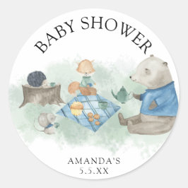 Waldtiere in Wäldern - Babydusche Runder Aufkleber
