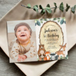 Waldtiere Junge 1. Geburtstag Foto Einladung<br><div class="desc">For more advanced customization of this design,  simply select the "Customize It" button above!</div>