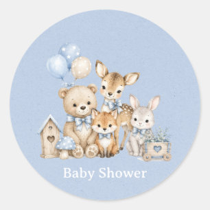 Waldtiere Jungen Baby Shower Runder Aufkleber