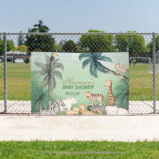 Waldtiere Jungle Greenery Kinderdusche Banner