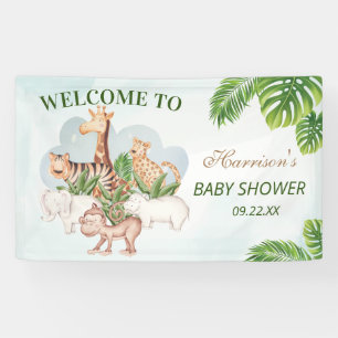 Waldtiere Jungle Greenery Kinderdusche Banner