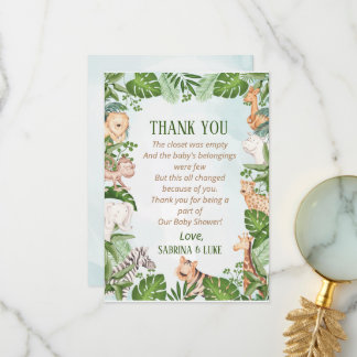 Waldtiere Jungle Greenery Kinderdusche Dankeskarte