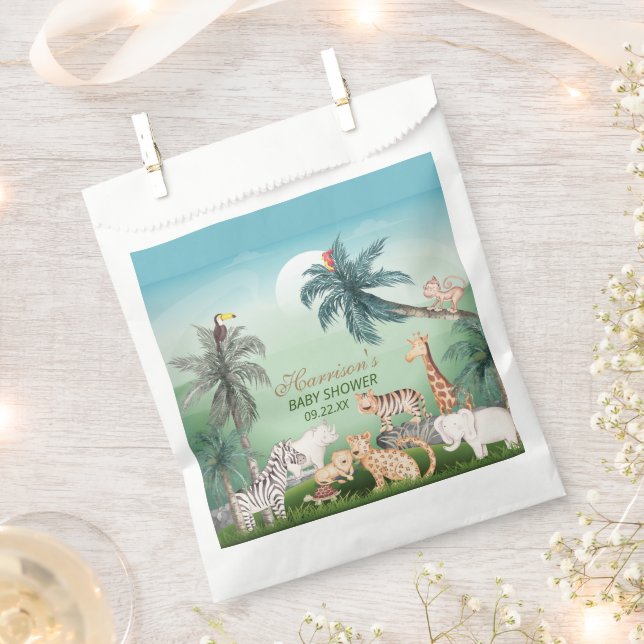 Waldtiere Jungle Greenery Kinderdusche Geschenktütchen (Ausgeschnitten)