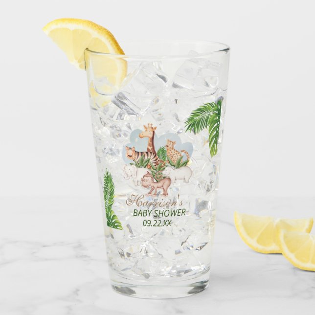 Waldtiere Jungle Greenery Kinderdusche Glas (Vorderseite Ice)