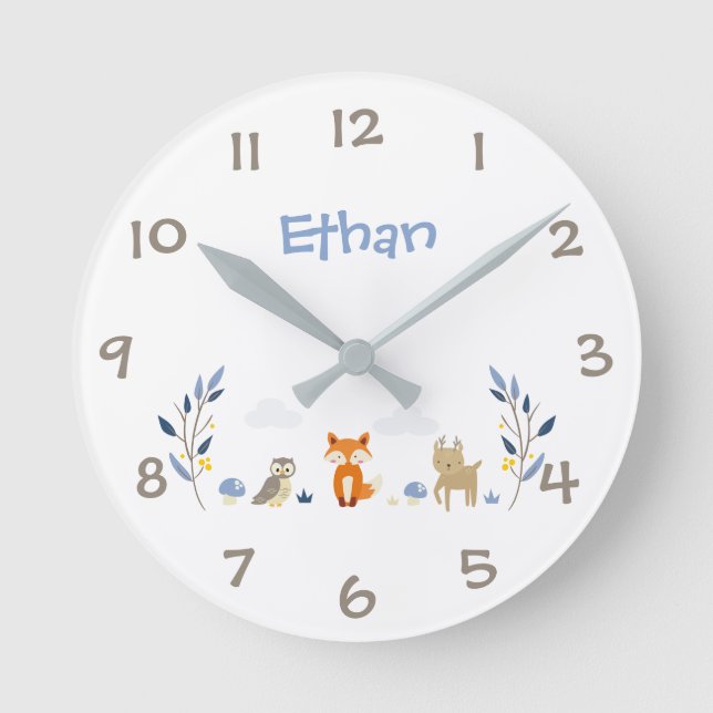 Waldtiere Kinder-Kinderzimmer-Uhr Runde Wanduhr (Vorderseite)