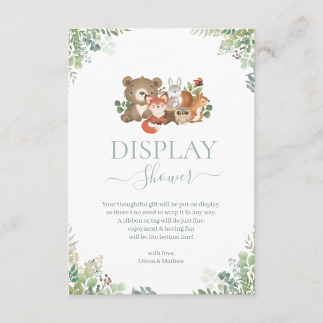 Waldtiere Kinderduschdusche Duschenbetten Begleitkarte (Vorderseite)