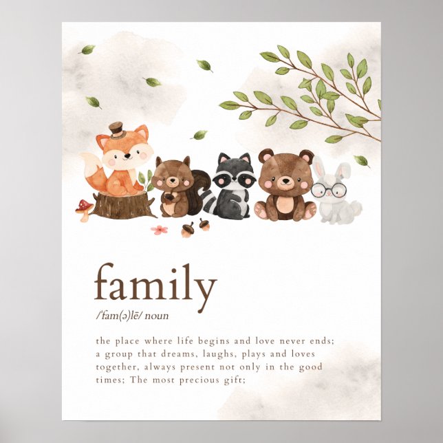 Waldtiere Kinderzimmer Familienposter Poster (Vorne)