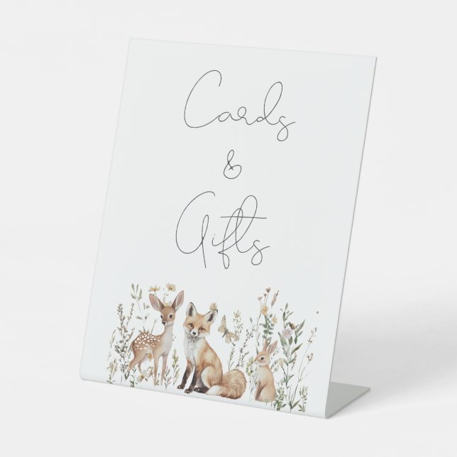Waldtiere Kleinkindduschkarten und Geschenke Sockelschild (Vorderseite)