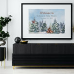 Waldtiere Landschaft Abenteuer Kinderdusche Banner<br><div class="desc">Winter Forest Woodland Tiere Weihnachtsbaum Kinderdusche Einladung für Adventure-Liebhaber Mutter-to-be. Matching-Elemente verfügbar.</div>