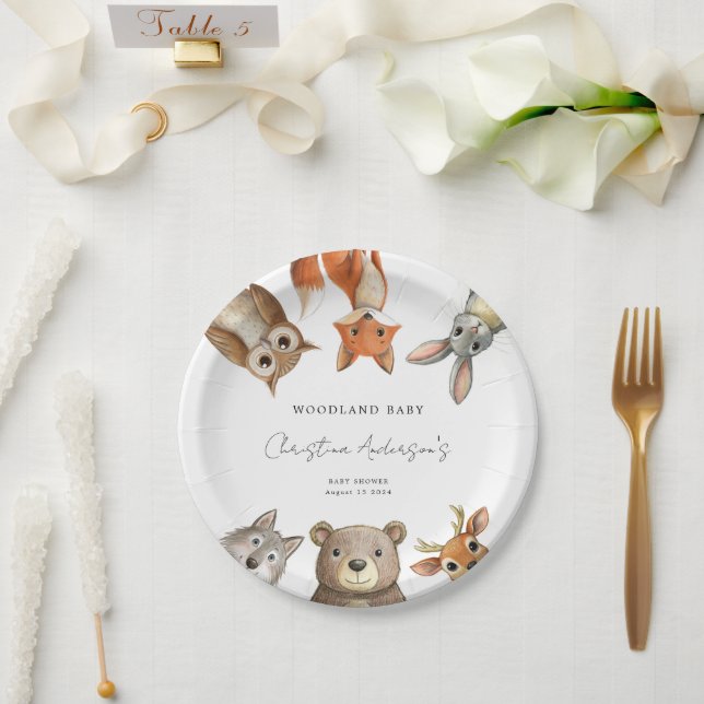 Waldtiere Landtiere Reisen Kinderdusche Pappteller (Hochzeit)