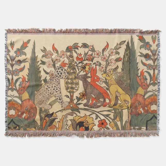 WALDTIERE, LEOPARD, JACKALS, RABBITS, BLUME DECKE (Vorderseite)