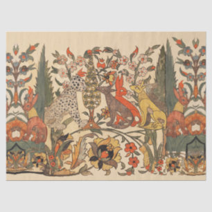 WALDTIERE, LEOPARD, JACKALS, RABBITS, BLUME SEIDENPAPIER
