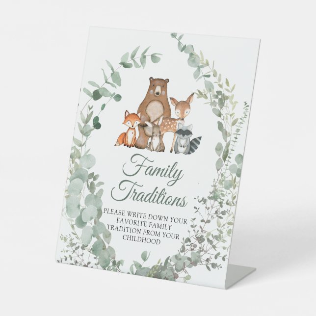 Waldtiere Lieblingsfamiliengebräuche Sockelschild (Vorderseite)