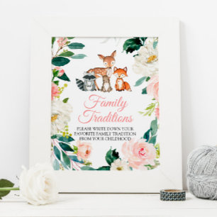 Waldtiere Lieblingsfamilientradition signieren Poster