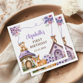 Waldtiere Mädchen 1. Geburtstag Party Serviette