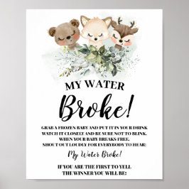 Waldtiere Mein Wasser Broke Babyduschzeichen Poster