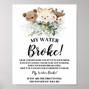 Waldtiere Mein Wasser Broke Babyduschzeichen Poster