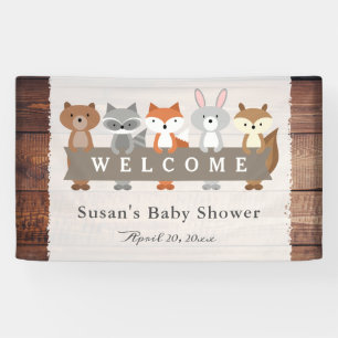 Waldtiere mit Banner, Babydusche Willkommen Banner