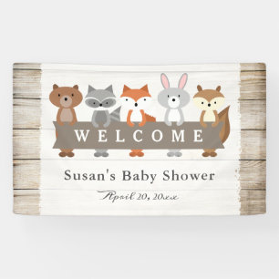 Waldtiere mit Banner, Babydusche Willkommen Banner