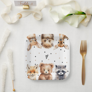 Waldtiere Moderne Babydusche Pappteller