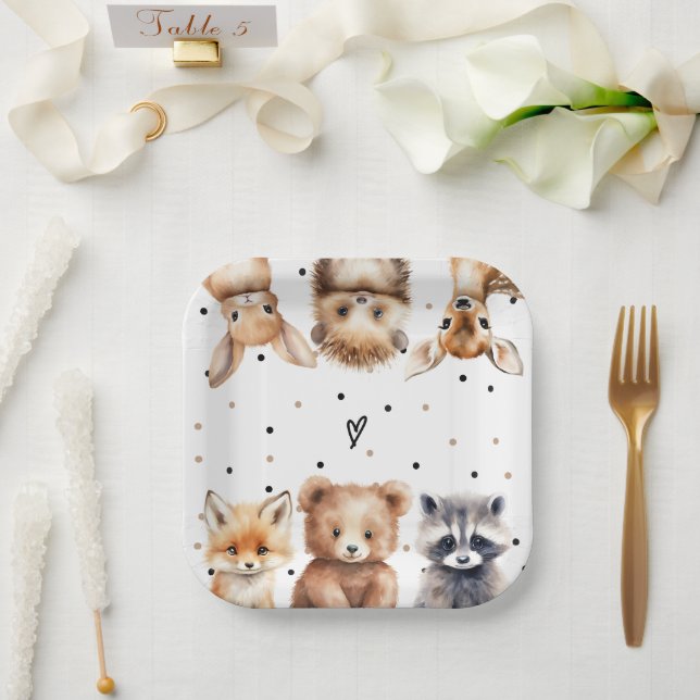 Waldtiere Moderne Babydusche Pappteller (Hochzeit)