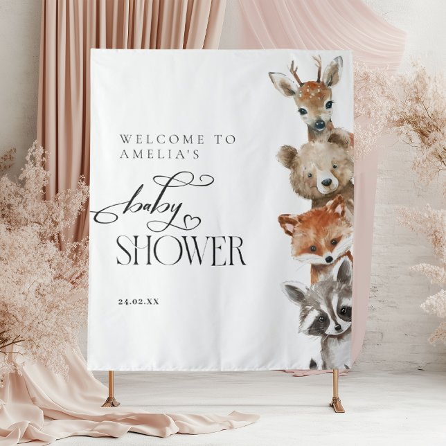 Waldtiere Moderne neutrale Babydusche Wandteppich (Von Creator hochgeladen)