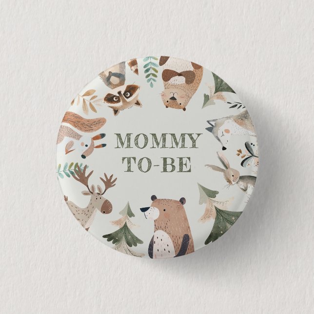 Waldtiere Mommy to be Baby Dusche Button (Vorderseite)