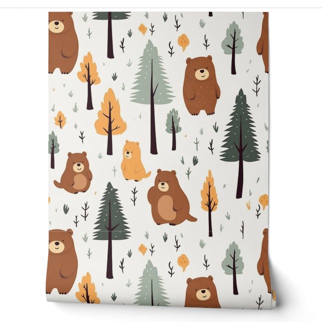 Waldtiere Muster Baby Kinderzimmer Room Tapete (Abrollen)
