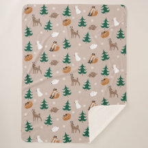 Waldtiere Muster Schnee bedeckte Bäume braun