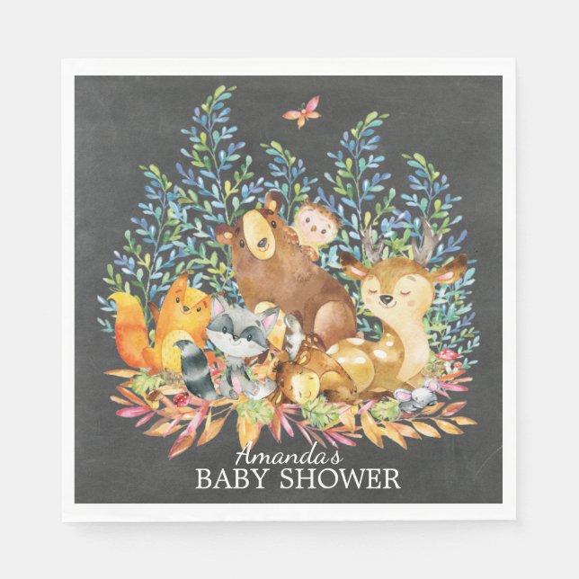 Waldtiere neutrale Babyduschpapier Napkins Serviette (Vorderseite)