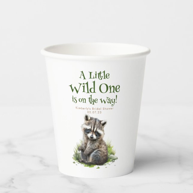 Waldtiere Niedlich Raccoon Babydusche Pappbecher (Vorderseite)