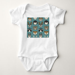 Waldtiere Niedliches Vintages Muster Baby Strampler