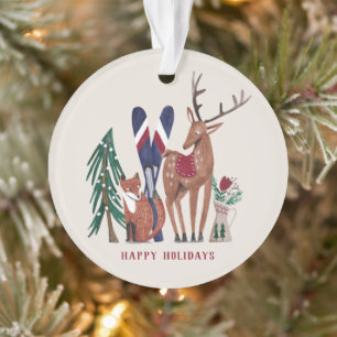 Waldtiere Nordic-Ski Weihnachten Kinder Ornamente