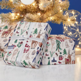 Waldtiere Nordic Ski Weihnachtsmuster Wrap Geschenkpapier