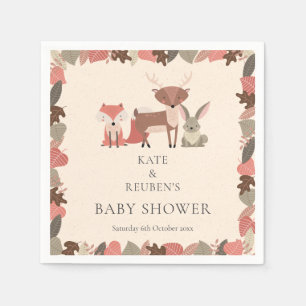 Waldtiere Paars Baby Shower Sprinkle Serviette