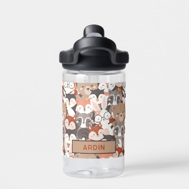 Waldtiere Personalisierte Kinder Trinkflasche (Rückseite)