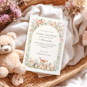 Waldtiere Pilz Baby Shower Einladung