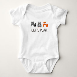 Waldtiere Raccoon Fox Owl "Lass uns spielen!" Baby Strampler